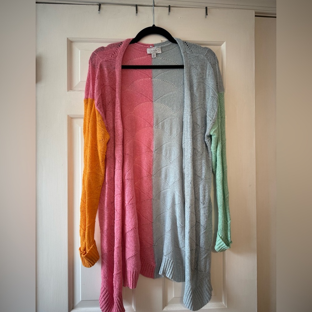 Mud Pie Color Block Open-Front Cardigan